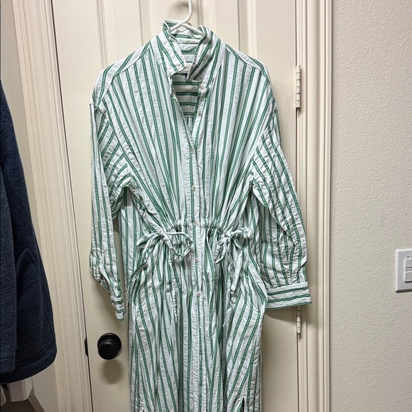 Universal thread Green  and White Striped Button-Up Dress- medium - Picture 1 of 2